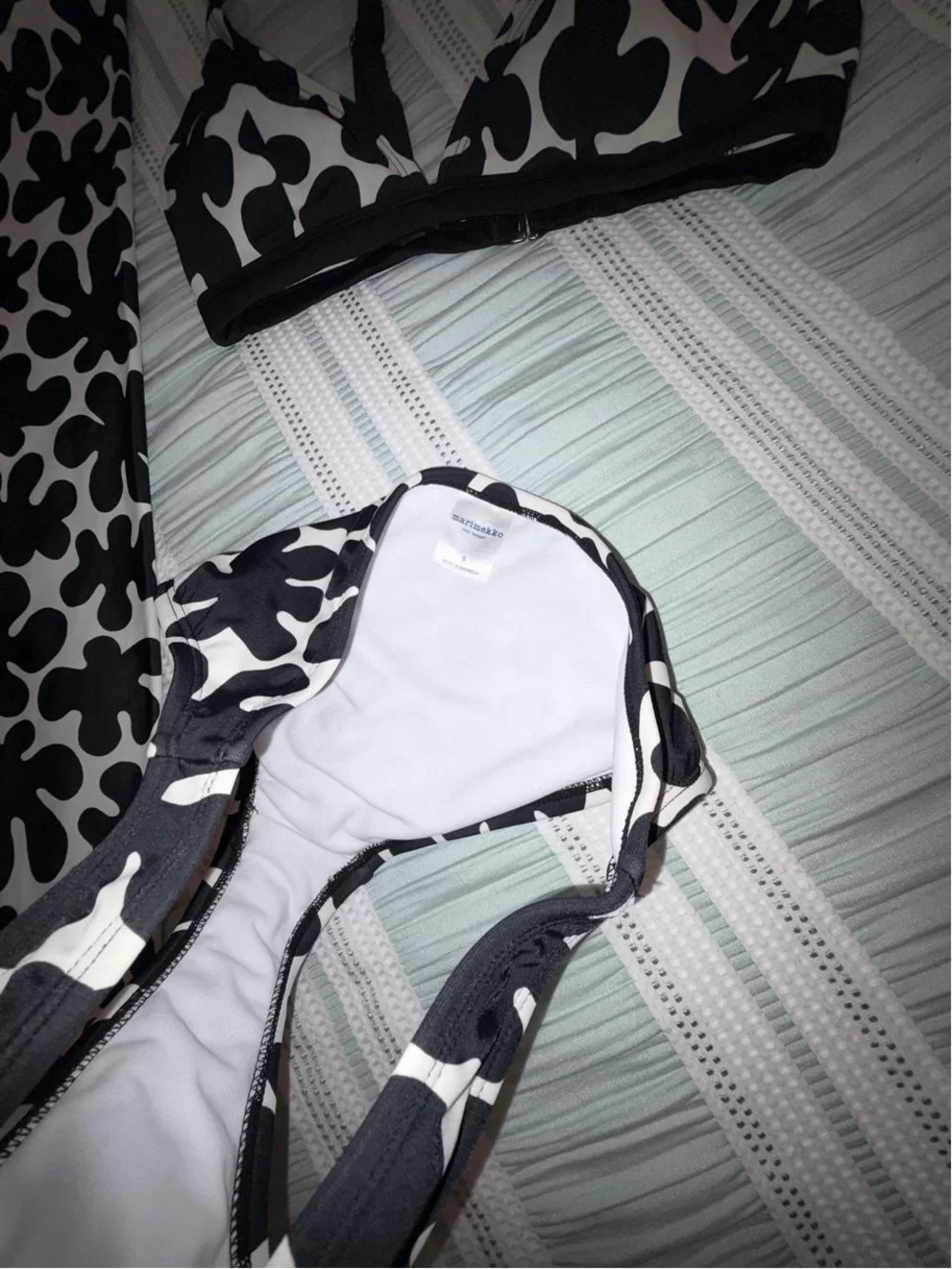 Marimekko Black & White Floral Triangle Bikini Set